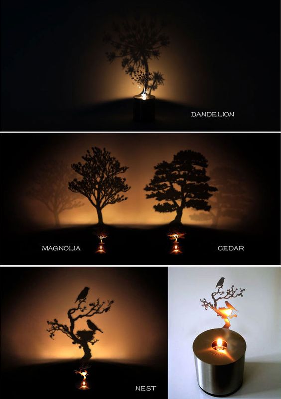 Novel LED Pine Shadow Projection Night Light Home Candle Decoration Sleeping Lamp