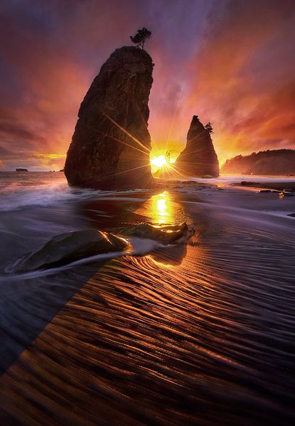 Olympic coast sunset, Washington - US