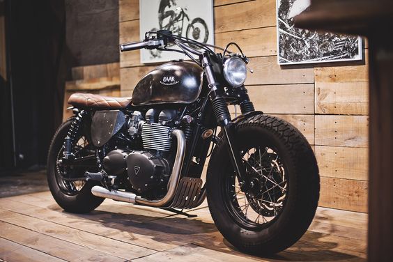 Our Triumph Bonneville Bobber in the workshop. Learn more at :