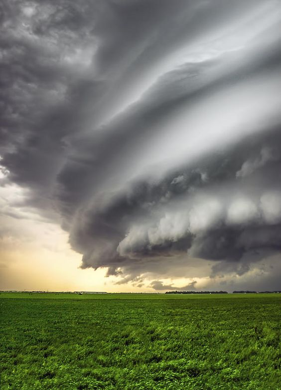 Photo by Douglas Berry - Shelf Cloud - Thunderstorm - This is a striated shelf cloud associated with a supercell thunderstorm near Kearney, NE in late May of 2008.