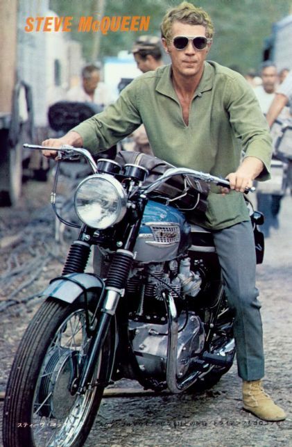 picture of Steve McQueen on one of his motorcycles