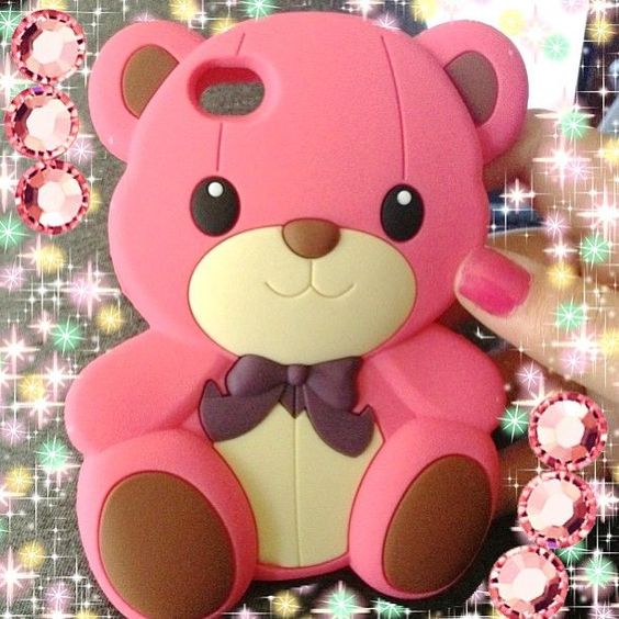 Pink 3d teddy bear iPhone 5s soft case - iPhone 4S Cases Cover - iPhone Cases