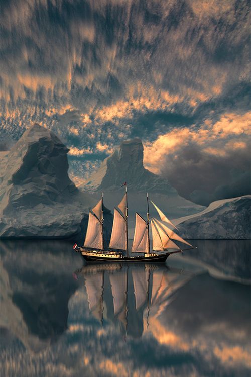 plasmatics:  I Am Sailing by Peter From, boat, ship, water, clouds, mountains, Mother Nature, breathtaking, transportation, reflections, gloomy, beautiful, panorama, sails, silence, stunning.