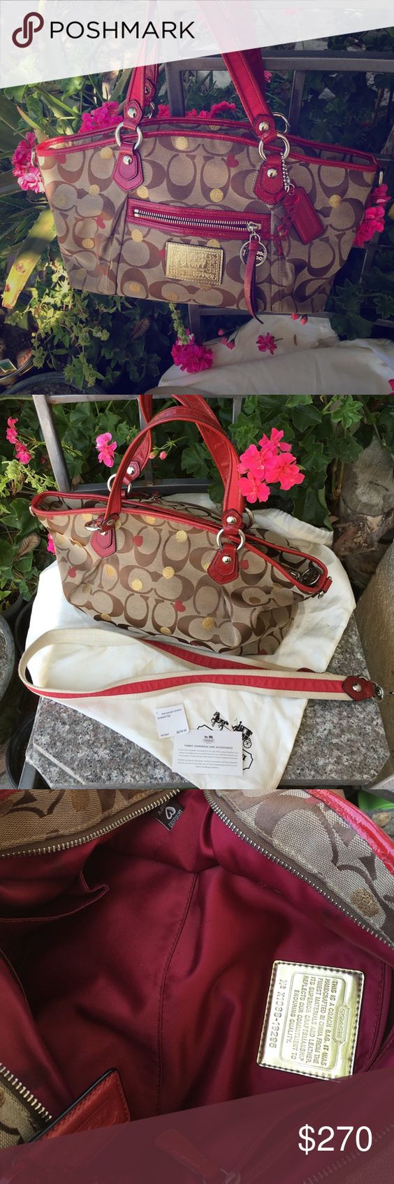 Poppy Secret Admirer Satchel Super cute and rare! Purchased on Valentine's four years ago! Like new! Used a couple of times! One small smudge on the inside near cell phone pocket! Comes with dust bad and retail tags. Also the adjustable side straps! Coach Bags Crossbody Bags
