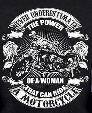 Power of woman with motorcycle.