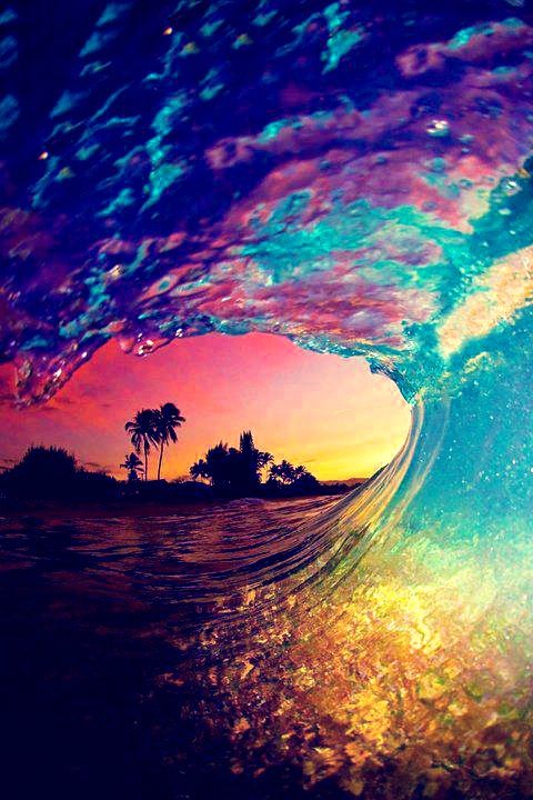 Rainbow ocean wave