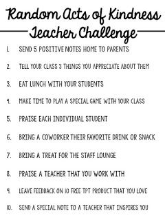 Random Acts of Kindness TEACHER CHALLENGE