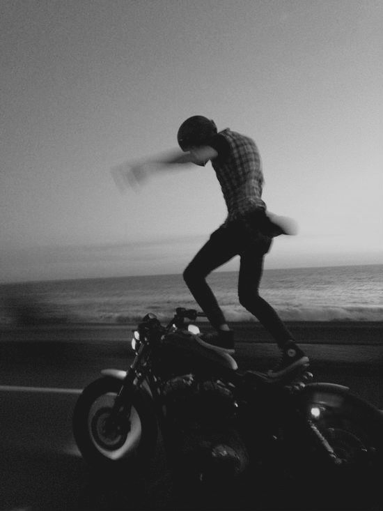 ride | rebel | motorbike surfing | reckless | biker | black & white | living on the edge