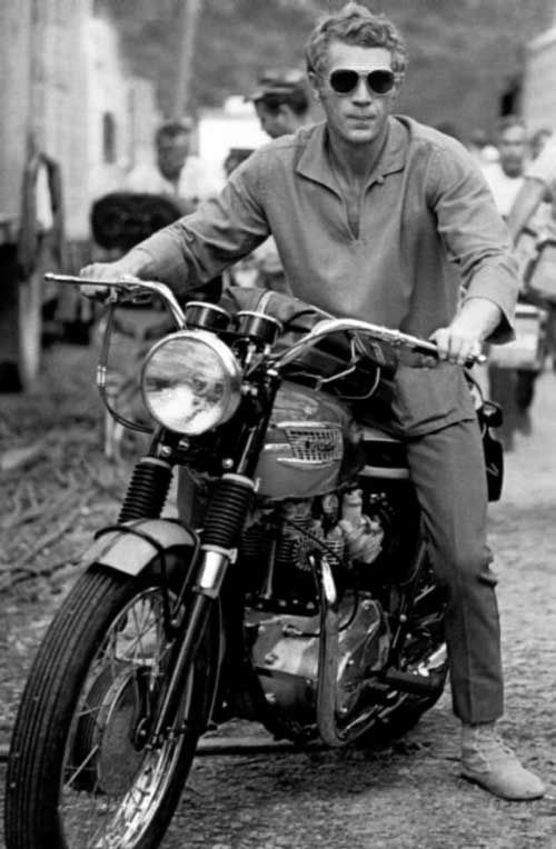 Steve McQueen and his Triumph Bonneville. Yup, they don't make 'em like they used 