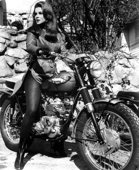 The Girls on their Motorcycles: Vintage photos of kickass women and their rides | Dangerous Minds Ann-Margret rode a classic Triumph T100