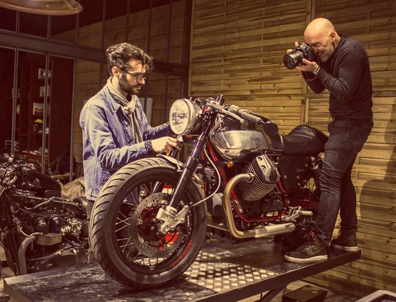 The Moto Guzzi V7 Cafe Racer shooting for RAD Magazine.