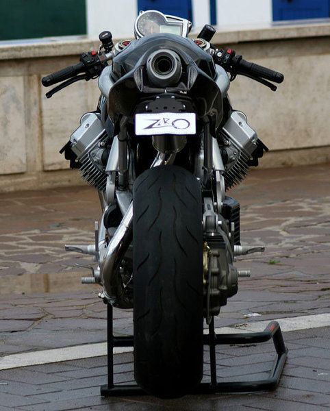 The perfect symmetry of a Moto Guzzi.