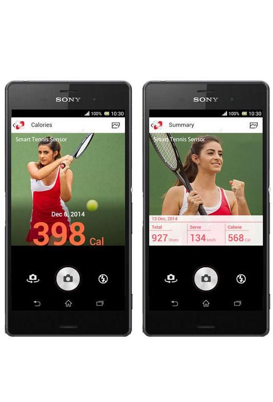The Sony Smart Tennis Sensor feeds data via Bluetooth directly to Sony's Smart Tennis Sensor Android and iOS smartphone app.