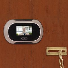 The ultimate peep hole! Lens provides a wide 96º view using same image sensor used by digital cameras. Image displayed on 2 1/2