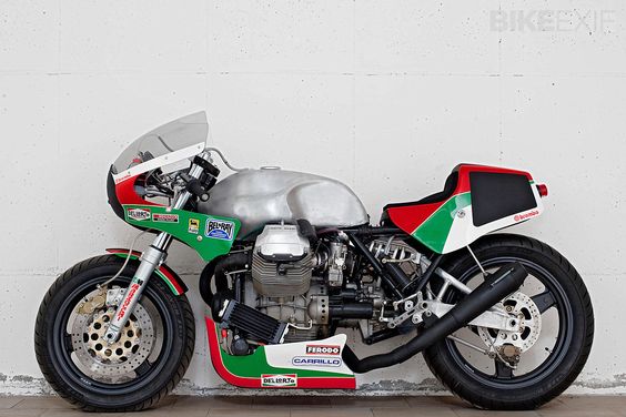 There’s a very interesting idea behind this brutal-looking Moto Guzzi Le Mans custom, described by builder Davide Caforio as having a ‘false history.’ It’s a tribute to the endurance racers of the 1980s—a bike that the Italian factory might have built if it was competing against the Cooley and Crosby Suzukis, or Wayne Gardner’s Honda. It's one of our Top 5 Moto Guzzi Le Mans picks—see the others at 