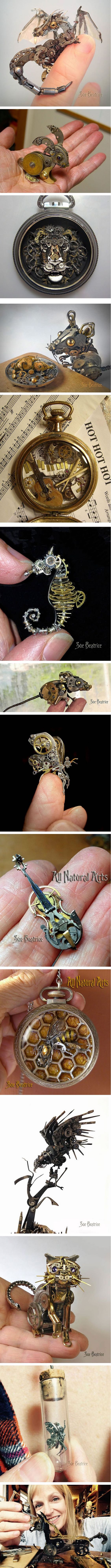 This Artist Recycles Old Watch Parts Into Steampunk Sculptures (By Susan Beatrice)