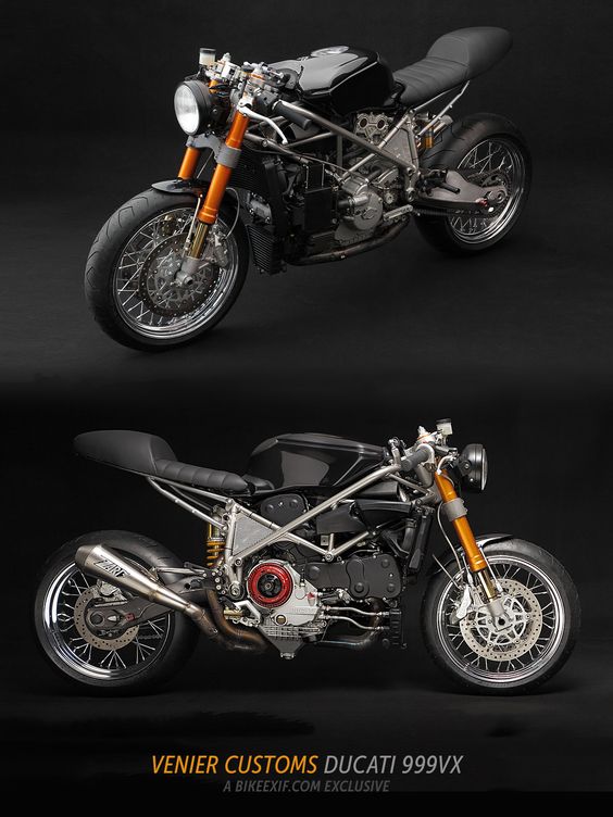 This Ducati 999S ‘Testastretta’ racebike has been converted to road use by Stefano Venier, a New York custom motorcycle builder with an eye for understated aesthetics. Finished in a very dark gray, it's a real traffic-stopper—but it'll leave most other bikes for dead when the lights turn green.