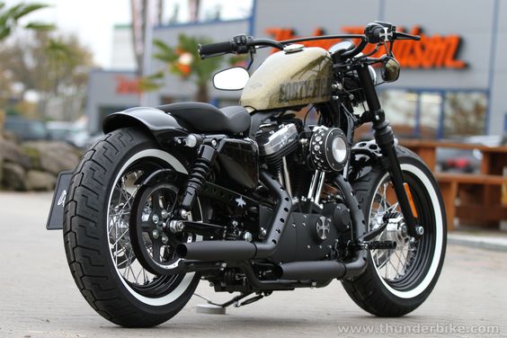 this Harley-Davidson Sportster Forty-Eight is equipped with our latest XL parts like new rear-fender, fueltank-relocation, grand classic filter-kit and many other #Thunderbike custom-parts.