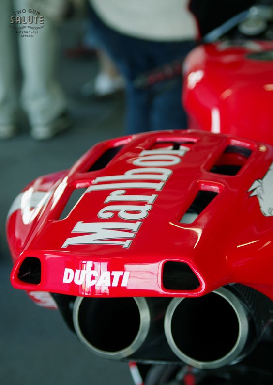 two-gun-salute: Carlos Checa’s ‘05 Ducati Moto GP race bike @ Donington in the Summer.
