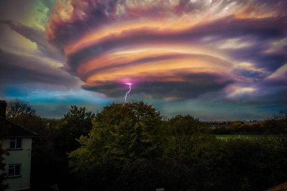 Under a supercell thunderstorm, a 