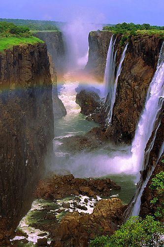 Victoria Falls, Zambezi River at the border of Zambia and Zimbabwe