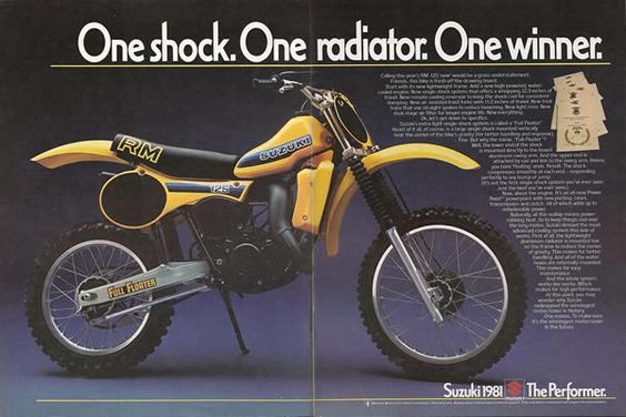 Vintage 1981 Suzuki RM125 Dirt Bike  Full Floater Suspension! One Shock. - One Radiator. - One Winner. Old Suzuki Motorcycles!