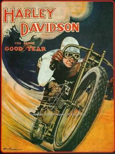 Vintage Harley Davidson Motorcycle V Twin Bike Goodyear Tires Ad Poster Photo | eBay