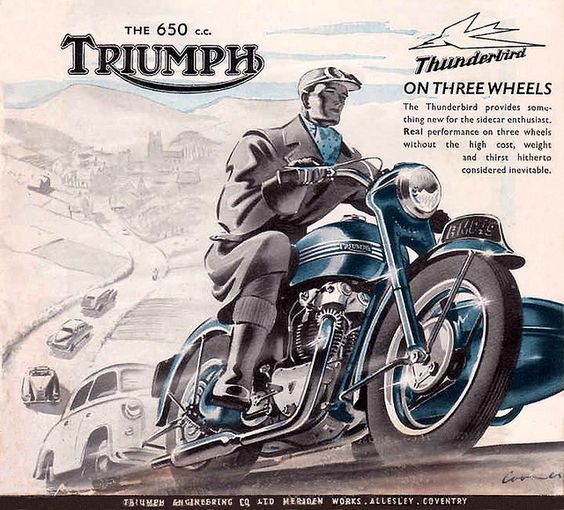 Vintage Triumph with Sidecar Ad