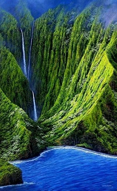 Waterfall in Molokai, Hawaii