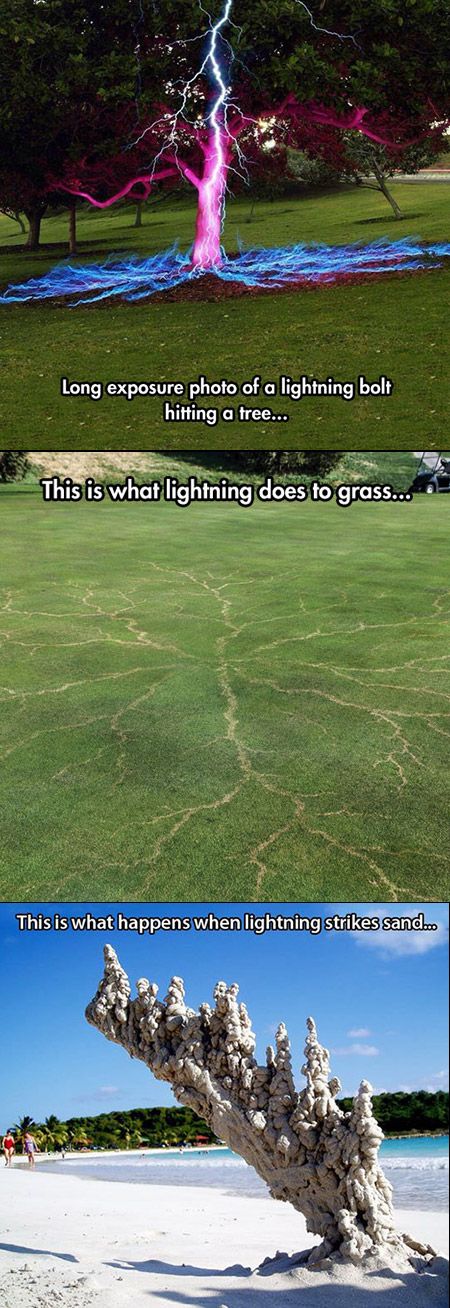 What various objects look like after being struck by lightning.