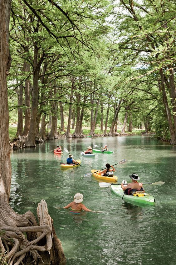 Winding through tunnels of towering bald cypress trees on its way to Bandera, the Medina River doesn’t get the crowds that flock to the Guadalupe River. So you have most of it to yourself as you spend a couple of hours of bliss in a kayak rented from the Medina River Company, 830/796-3600.