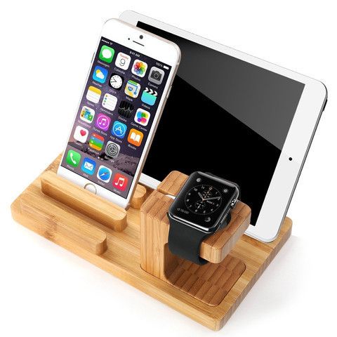 Wood Bamboo Apple Watch, Ipad and Iphone Stand Charging Dock