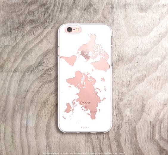 World map iPhone case in white on rose gold iPhone 6s case Etsy listing at