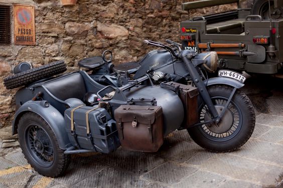 Zündapp motorcycle with sidecar, built during WWII