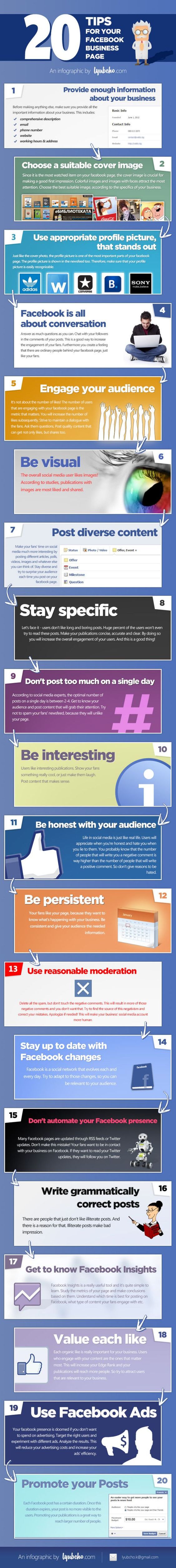 20 tips for your Facebook business page #Infographic