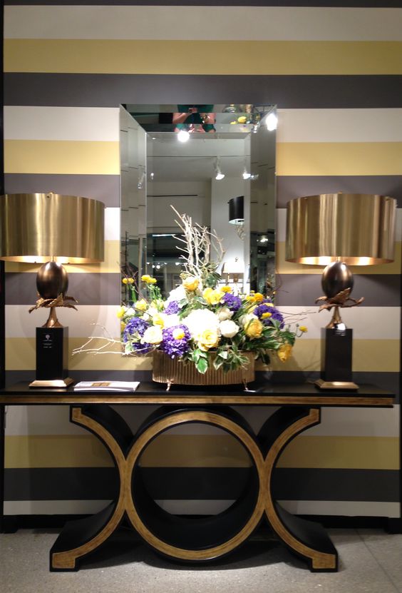 2012 Fall Market Trend: Gold detailing on ebony stained console table by Global Views IHFC D220 #hpmkt #stylespotters