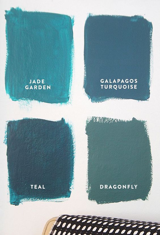 2016 Paint Color Ideas for your Home Teal paint color: Benjamin Moore Jade Garden. Benjamin Moore Galapagos Turquoise. Benjamin Moore Teal. Benjamin Moore Dragonfly.
