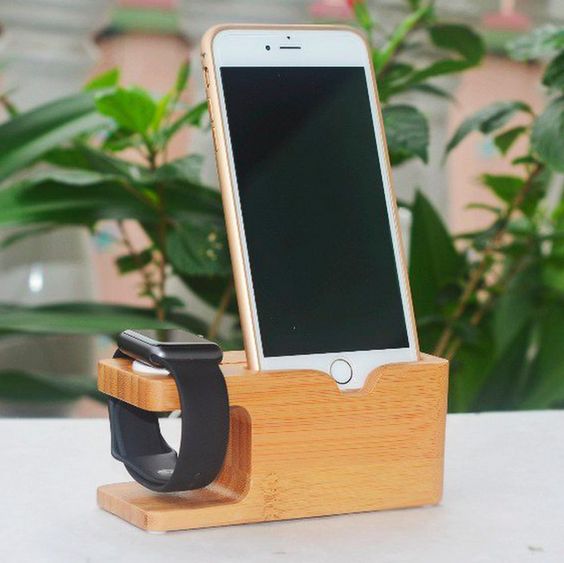 (228) Fancy - Wood iWatch Charger Holder & iPhone Holder