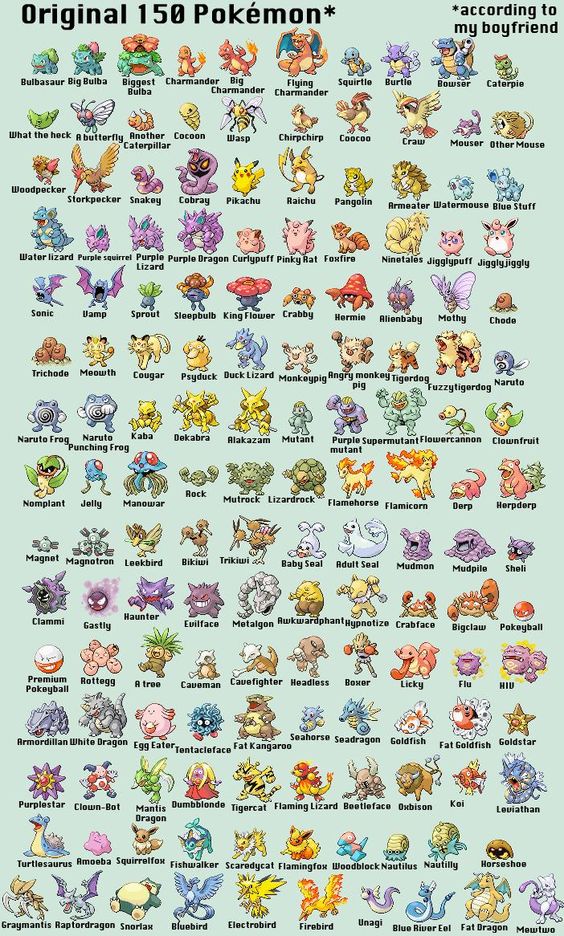a gamer girl asked her non-gamer boyfriend to name all of these pokemon. hilariousness ensues.