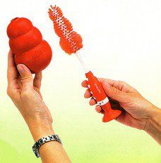 A Kong toy cleaning brush -- it's perfectly shaped for cleaning Kong toys!