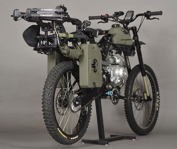 A motorized bike for post-apocalyptic regulating. 