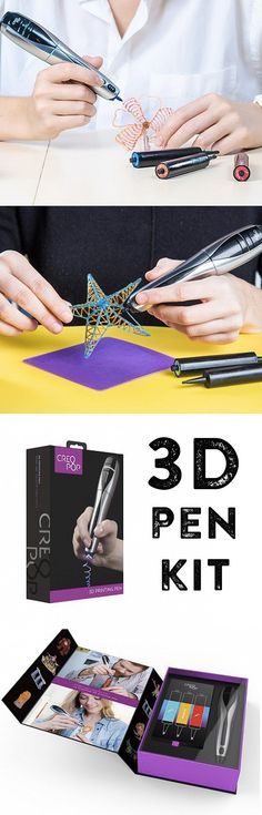 Add dimension to your drawings—literally—with a 3D printing pen. As you draw, a built-in UV light cures the ink, letting you build almost immediately. The ink is cool (not hot like other 3D pens), so it is safer for kids to use.