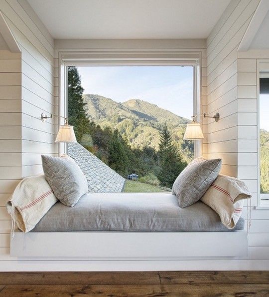 An extremely cozy reading seat overlooking a magnificent mountain view