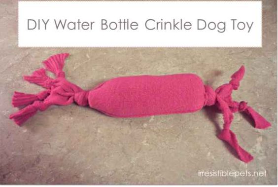 And if your pet loses a toy while you’re on the road, make a crinkle toy from a sock and an empty water bottle.