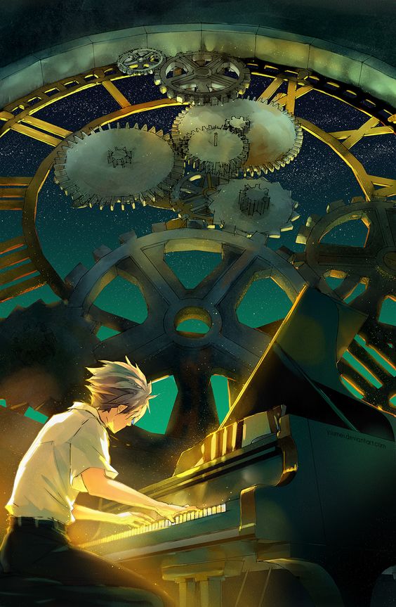 Anime - boy playing piano