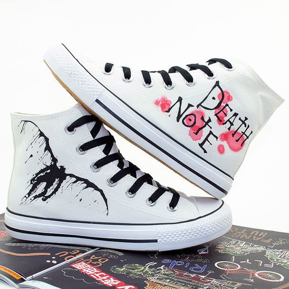 Anime Death Note Custom Hand Printed Hi Tops Canvas by CrazyPoem