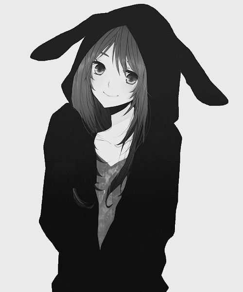 anime kawaii girl con auricular en blanco y negro - Buscar con Google