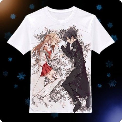 Anime Sword Art Online Clothing Kirito Asuna DIY Costume White T Shirt | eBay