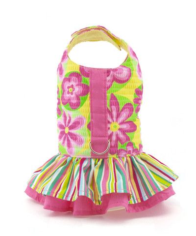Annie's Yellow and Pink Flower Ruffled Vest Dog Harness