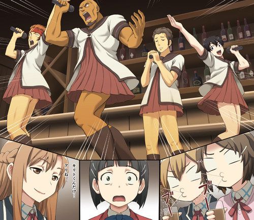 Asuna's digging Kirito in that uniform lol SAO